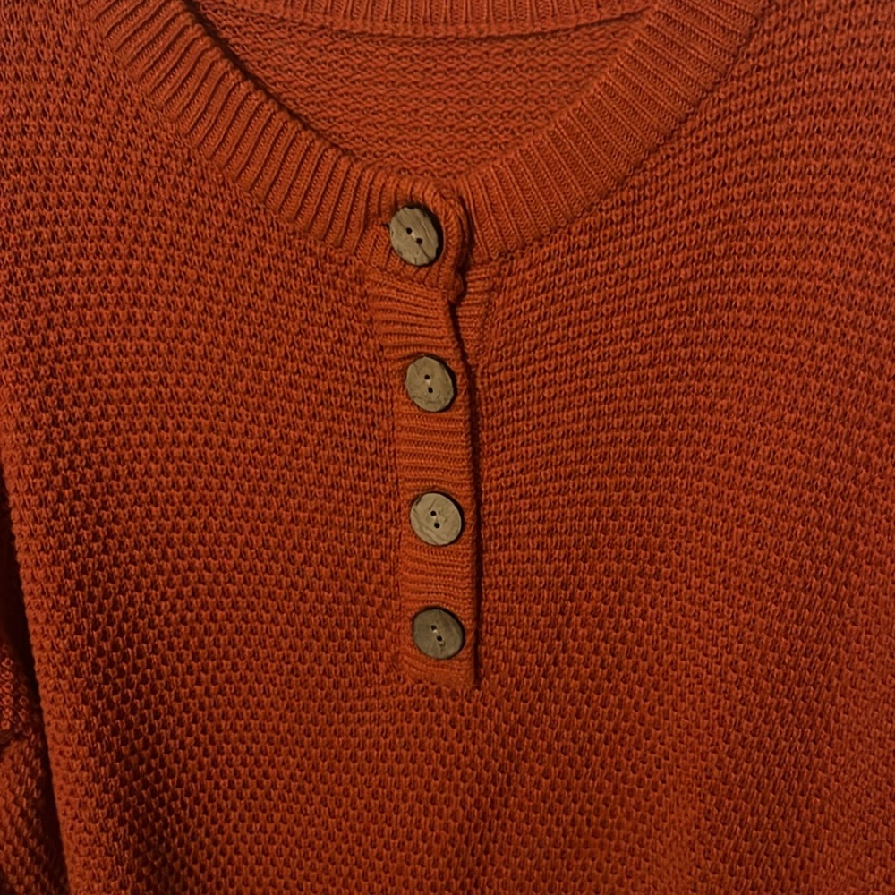 orange button sweater - Picture 3 of 5